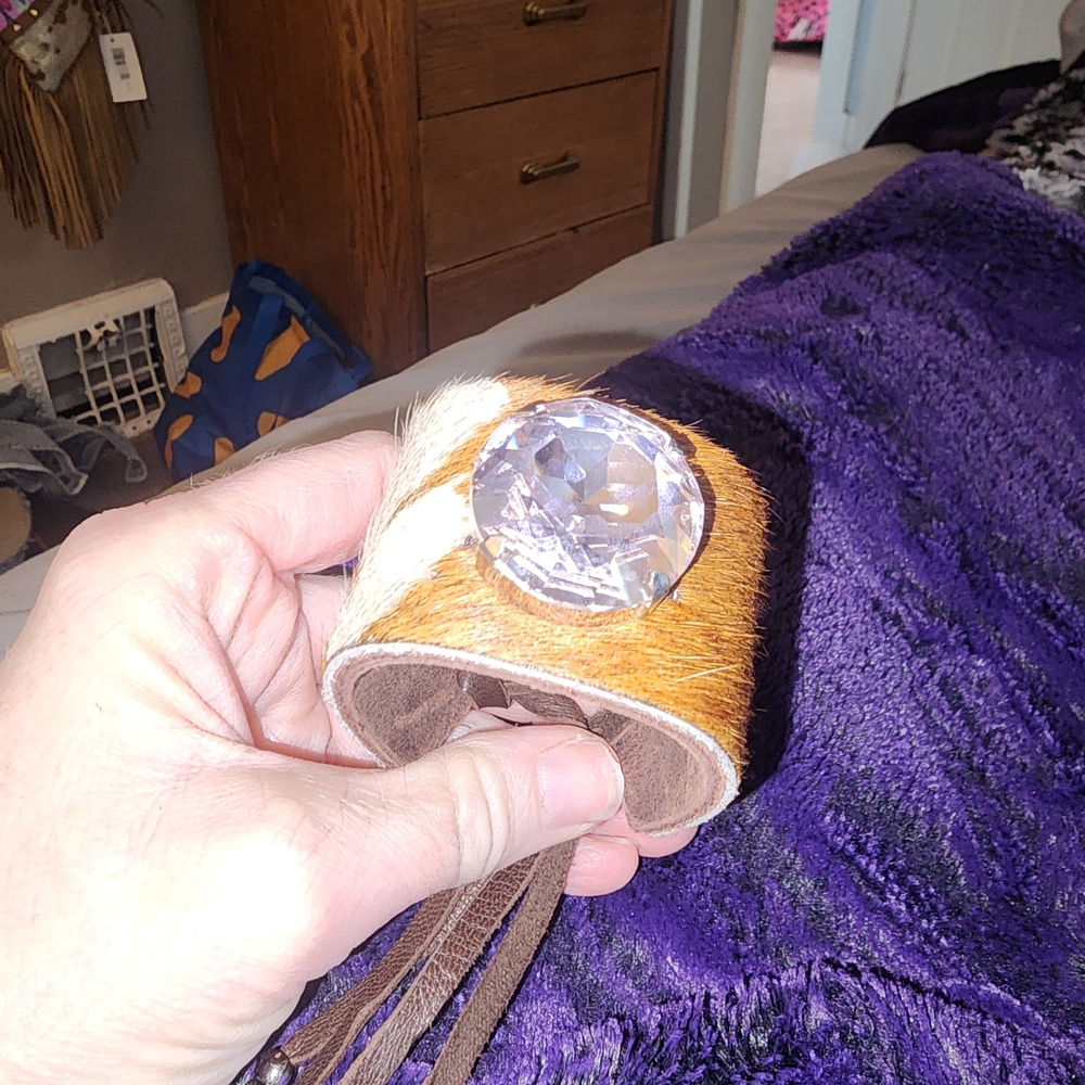 Crystal Embellished Leather Bracelet